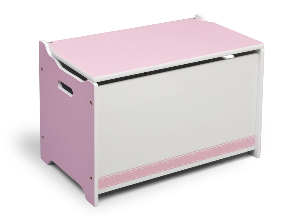 Delta Children Pink / White Generic Wooden Toy Box, Left View b1b