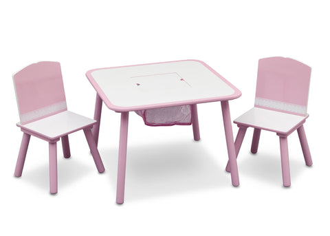 Generic Pink Table and Chair Set with Storage